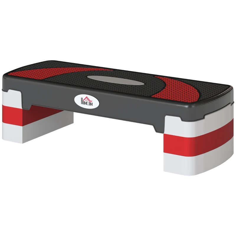 Stepper Fitness Aerobic - Aosom.fr x FFHandball - hauteur reglable surface antiderapante 80 x 31 x 20 cm noir gris clair