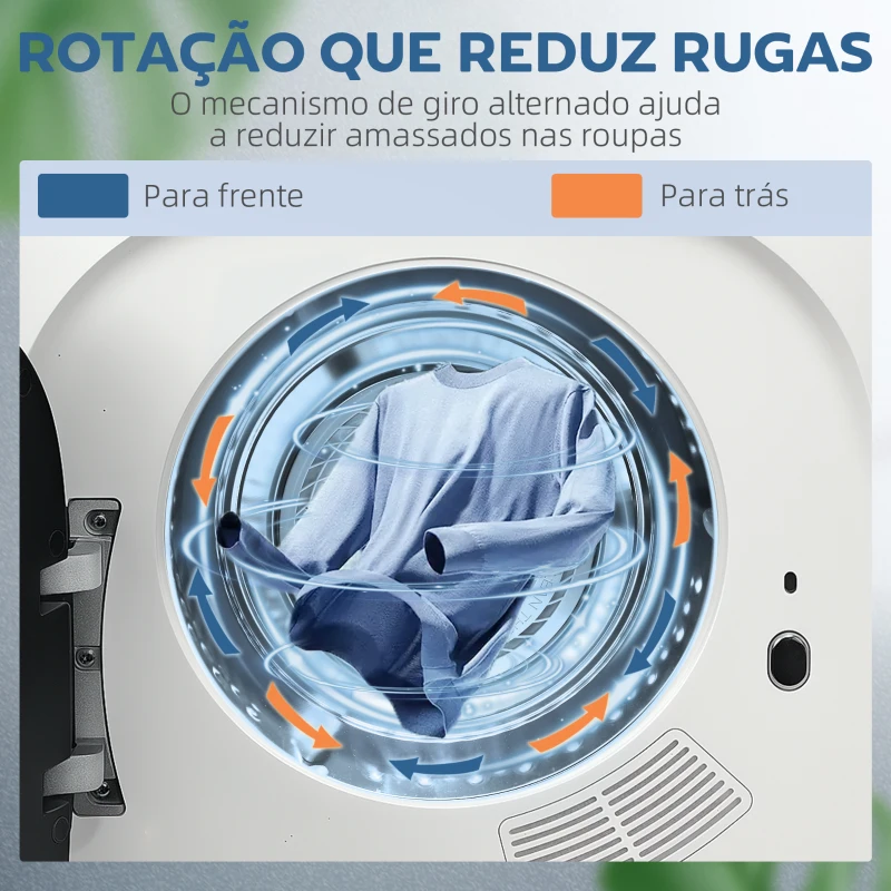 HOMCOM Máquina de Secar Roupa 4 kg 800W com Função Anti-Vincos Esterilização 5 Programas Carga Frontal 48x40x56 cm Branco