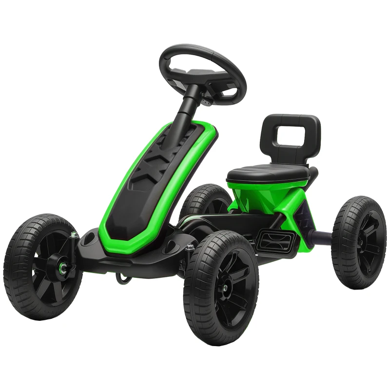 AIYAPLAY Kart Pedais Kart com Rodas Antiderrapantes de EVA Estrutura Metálica Carga 30 kg para Crianças de 2-5 Anos 85,5x49x57 cm Verde