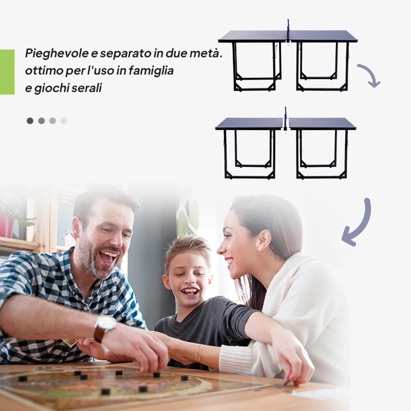 HOMCOM Tavolo da Ping Pong Pieghevole per Interni, Tavolo Ping Pong con Rete, Montaggio Non Richiesto, 182x91 cm, Blu e Viola