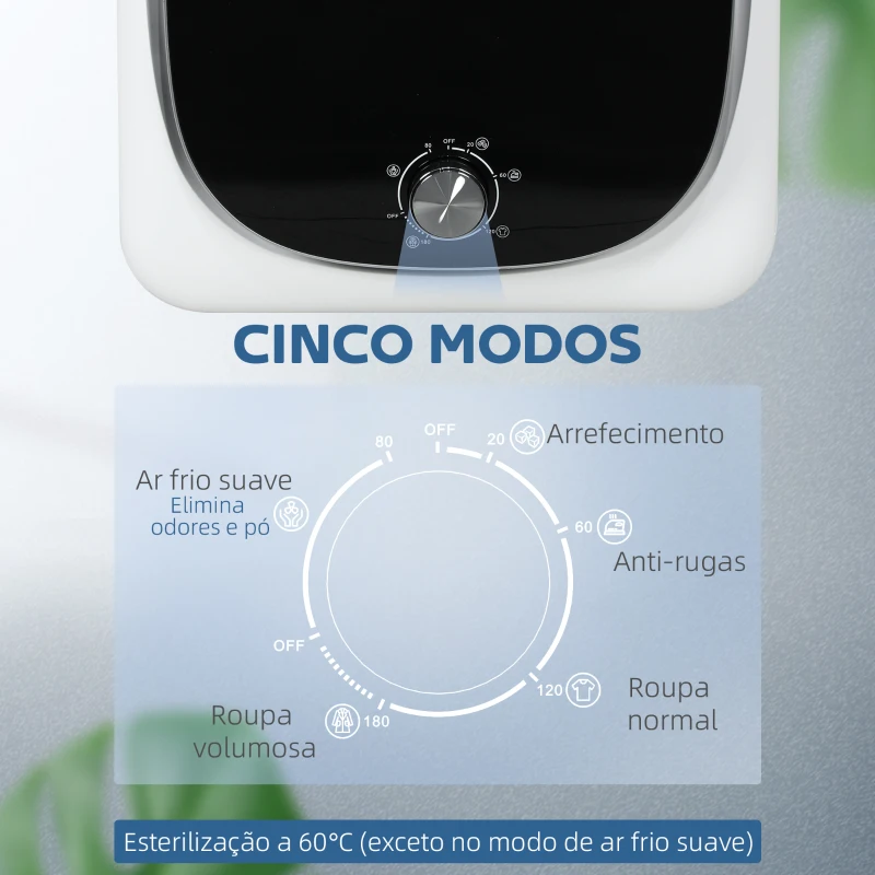 HOMCOM Máquina de Secar Roupa 4 kg 800W com Função Anti-Vincos Esterilização 5 Programas Carga Frontal 48x40x56 cm Branco