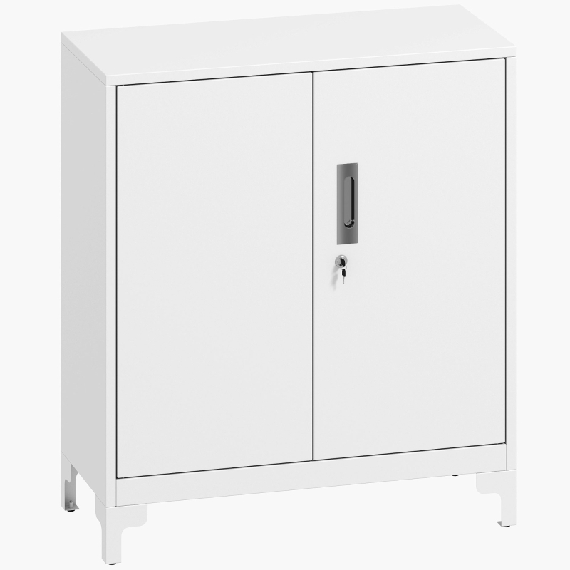 HOMCOM Armario Archivador Metálico con 2 Puertas Cerradura Estante Fácil Montaje para Oficina Estudio Garaje 80x35x91 cm Blanco
