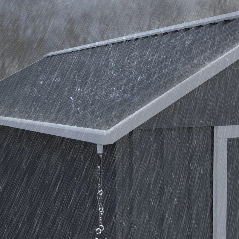 Outsunny Casetta da Giardino Porta Attrezzi in Acciaio Zincato e PP con Finestra, 259x172x222 cm, Grigia e Bianca