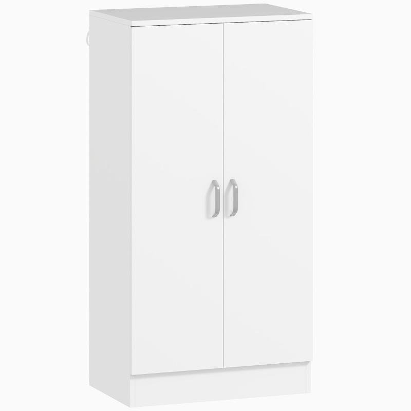 HOMCOM Meuble à Chaussures d'Entrée avec 2 Portes 6 Étagères Ajustables pour 14 Paires de Chaussures 55x35x108 cm Blanc