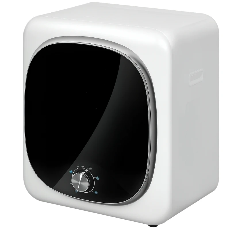 HOMCOM Máquina de Secar Roupa 4 kg 800W com Função Anti-Vincos Esterilização 5 Programas Carga Frontal 48x40x56 cm Branco