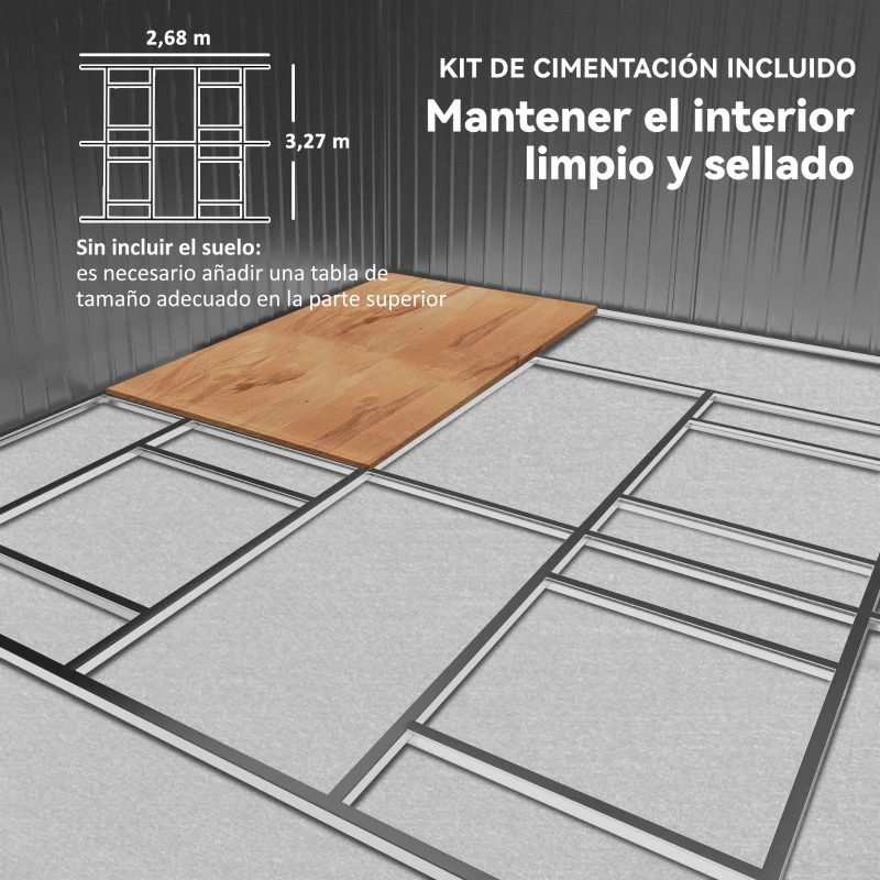Outsunny Cobertizo de Jardín 340x386x200 cm 12,4 m² Caseta Exterior de Metal con Puertas Correderas y Ventilaciones Ocre