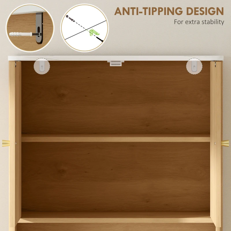 HOMCOM WC-Über-Toilettenmöbel mit Doppeltürenschrank und Regalen 66 x 25 x 168 cm, Eiche