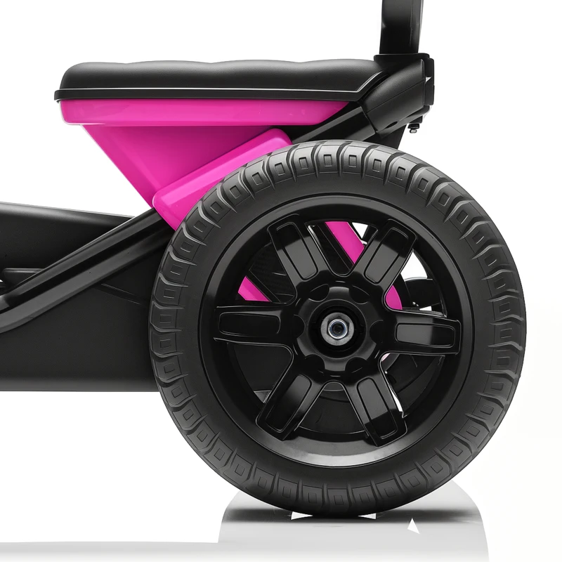 AIYAPLAY Kart à Pédales avec Roues Antidérapantes en EVA Cadre Métallique Charge 30 kg pour Enfants de 2 à 5 Ans Rose(m-5)