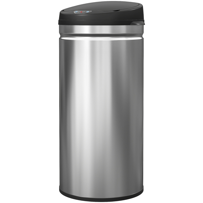 HOMCOM Poubelle de 42L avec Capteur de Mouvement et Ouverture Automatique, 30,5x30,5x68 cm, Noir et Argent