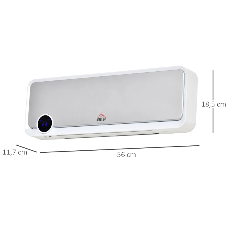 HOMCOM Heizlüfter zur Wandmontage 2000W mit Fernbedienung, 3 Betriebsmodi, LED-Display 12h Timer(m-3)