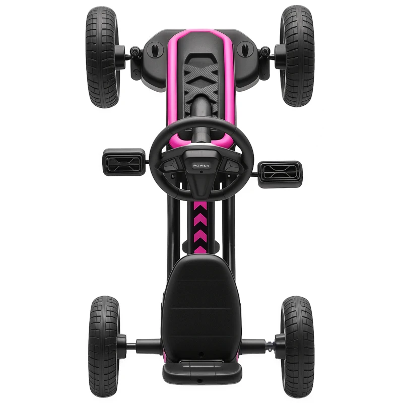 AIYAPLAY Kart à Pédales avec Roues Antidérapantes en EVA Cadre Métallique Charge 30 kg pour Enfants de 2 à 5 Ans Rose(m-4)