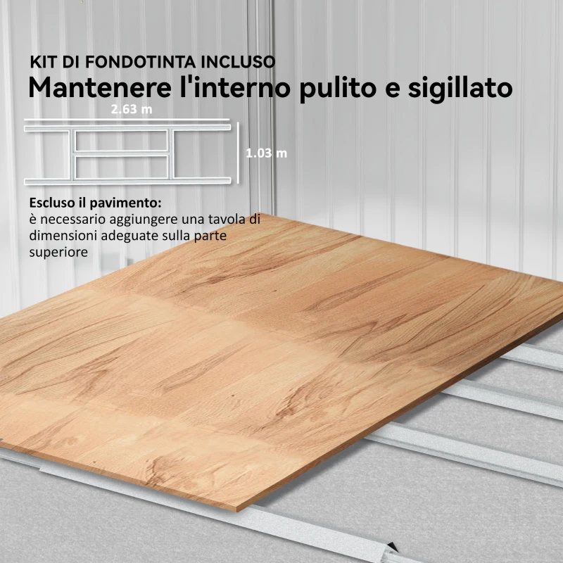 Outsunny Casetta Porta Attrezzi in Acciaio con Tetto Inclinato e 2 Porte Scorrevoli, 277x195x192 cm, Grigio Scuro