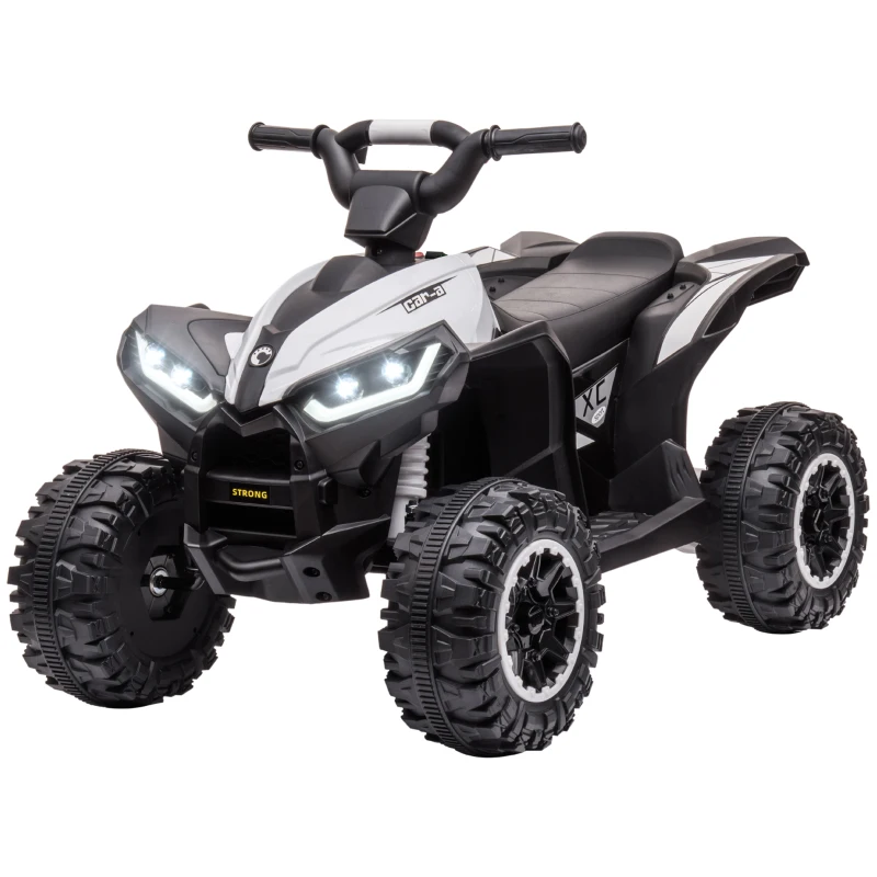 HOMCOM Elektrisch Kinderquad, LED-Koplampen, MP3-Speler, Schokdempers, Ergonomische Zit, wit+zwart