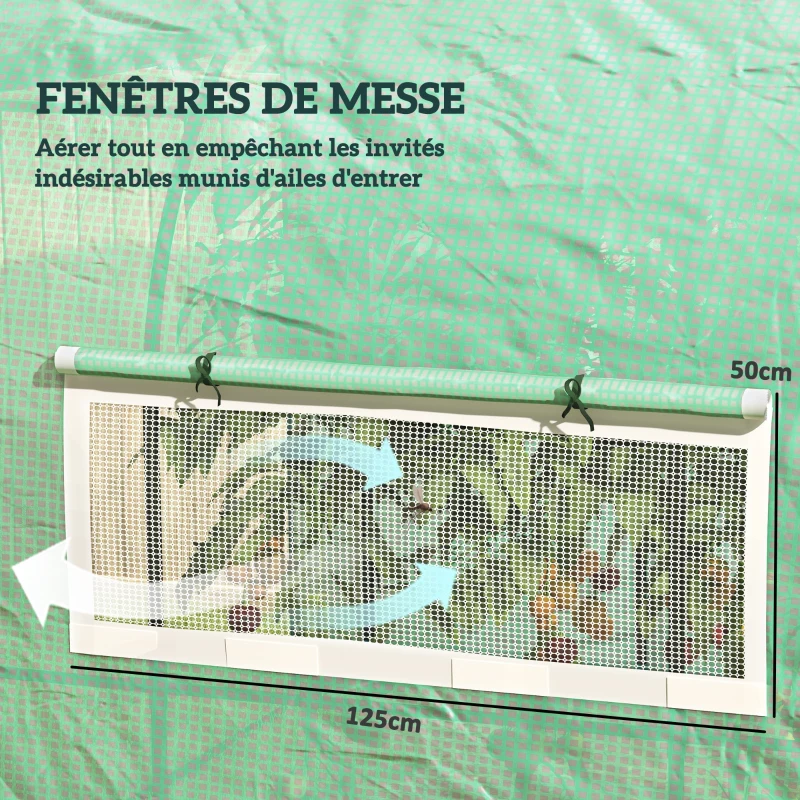 Outsunny Serre de jardin serre tunnel de jardin 6m² PE Haute densité 135 g/m², avec 2 portes zippées 300 x 300 x 200 cm, vert