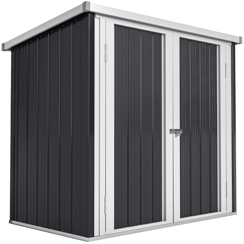 Outsunny Abri de Jardin - cabane de jardin 1,26 m² - cabanon rangement outils 2 Portes verrouillables - dim. 147L x 86l x 134H cm - tôle d'acier Noir Blanc