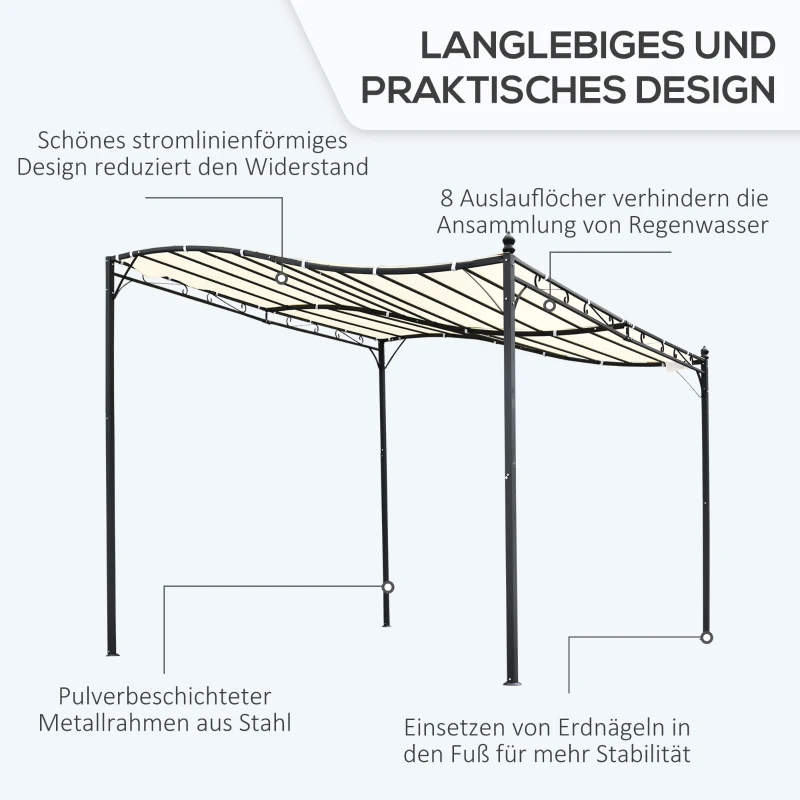 Outsunny Pergola tuinpergola 297x297 cm, Metaal overkapping voor tuin, Creme
