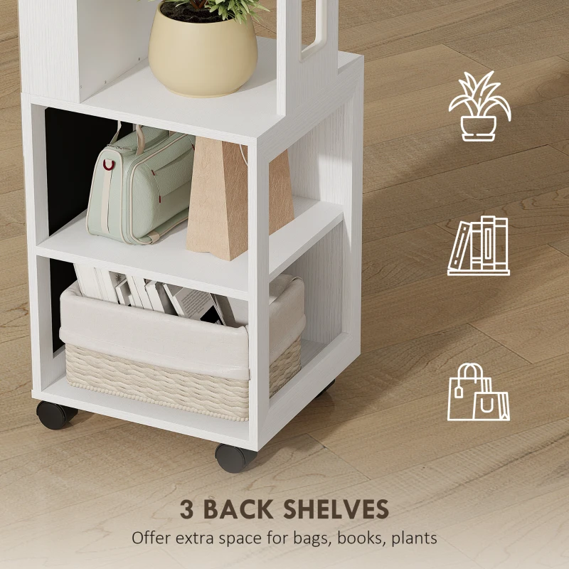 HOMCOM Dulap pentru Bijuterii Rotativ cu Oglindă, Lumină LED și Încuietoare Negru