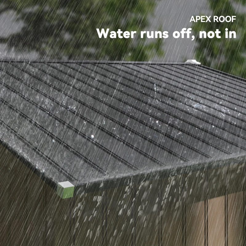 Outsunny 9 x 6ft Metal Garden Shed, Outdoor Storage Tool House with Ventilation Slots, Foundation Kit and Lockable Double Doors, Brown