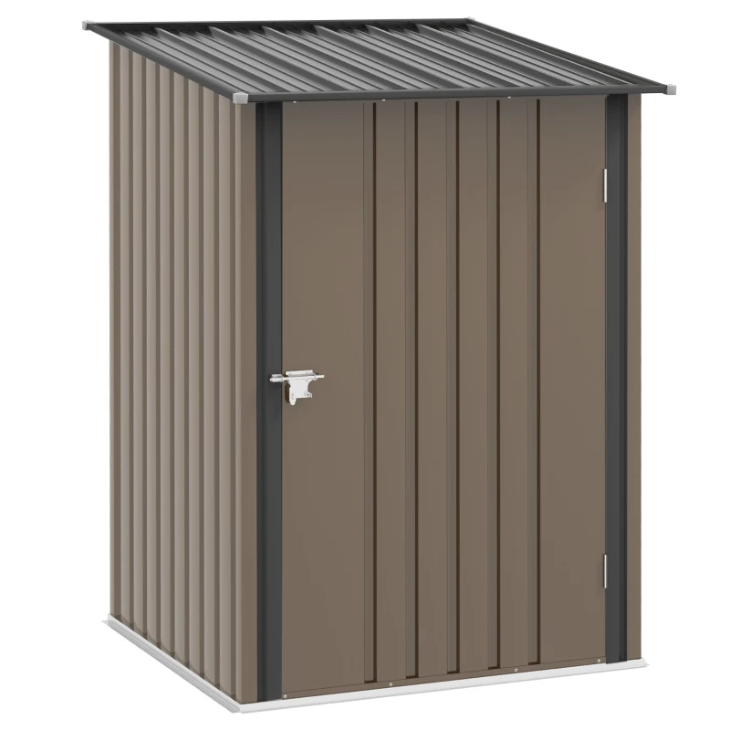 Outsunny tuinhuis van metaal 0.92 m², metalen tuinhuisje voor balkon en terras, bruin