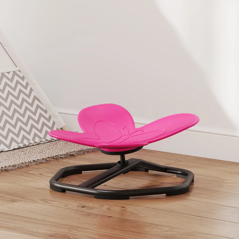 AIYAPLAY Chaise Pivotante Sensorielle pour Enfants, Forme Papillon, Favorise l'Equilibre et la Coordination, Plastique, Métal, Rose