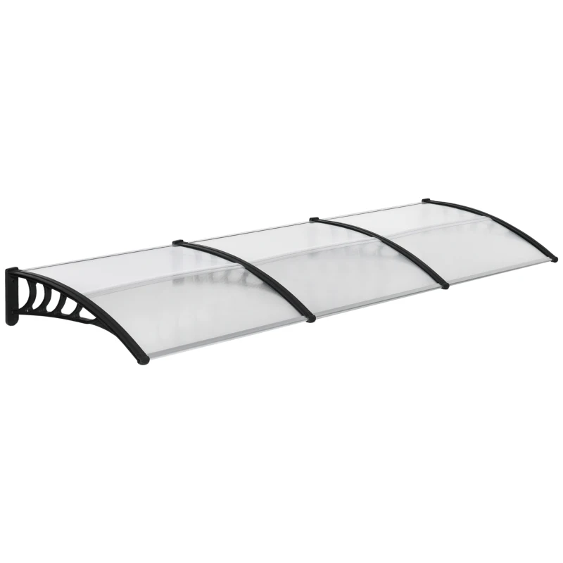 Outsunny Afdak voor Voordeur/Raam, Weerbestendig, Transparant, Aluminium/Polycarbonaat, 303x96x27cm, Zwart