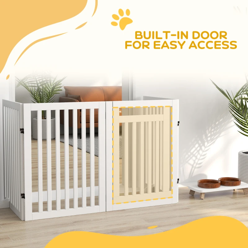PawHut Hondenhek 81 cm Inklapbaar Houten Voor Dieren Huisdierliefhebbers Wit
