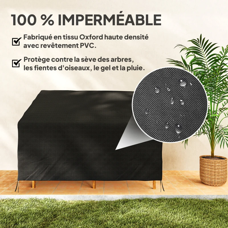 Outsunny Housse de canapé exterieur étanche, housse de banc de jardin 600D tissu oxford, 140 x 84 x 56/94 cm, noir
