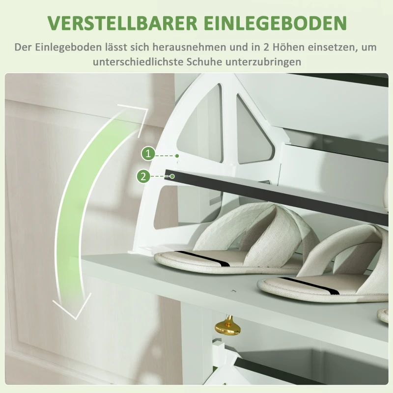 HOMCOM Schoenenkast voor 12 Paar Schoenen, met 1 Uitschuifbare Lade, 2 Klapladen, Schoenopberger, 88 x 30 x 120 cm, Groen