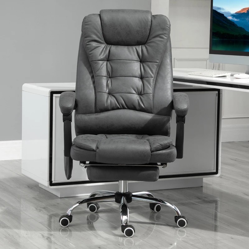 Vinsetto Bureaustoel met Massage, Stoel met Vibratiemassage, 65cm, Grijs(m-15)