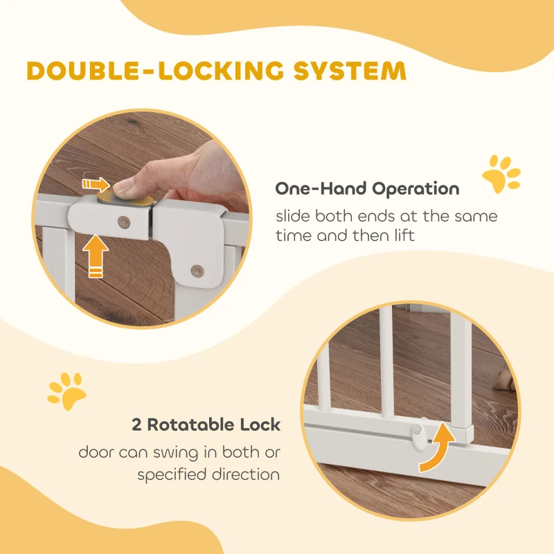 PawHut Extra Wide Dog Safety Gate, with Door Pressure, for Doorways, Hallways, Staircases - White