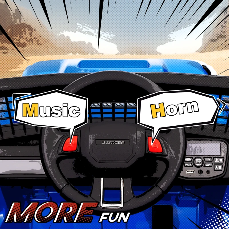 AIYAPLAY 12V Battery Powered Kids Ride-On Car, Electric Truck w/ Spring Suspension, Remote, Music, Horn, Lights, Blue