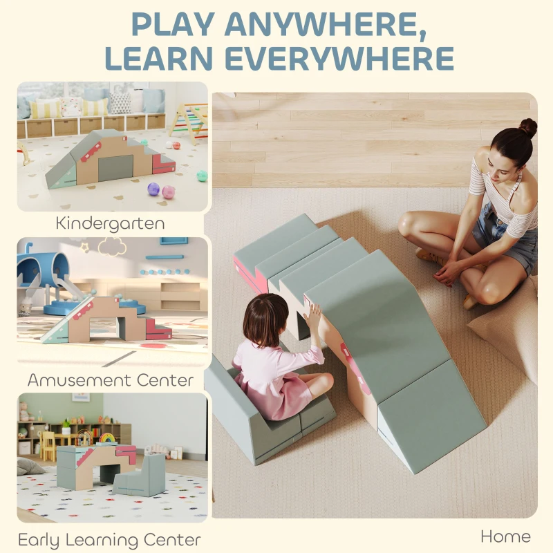 AIYAPLAY Ensemble de 2 blocs souples pour tout-petits, similicuir, mousse, pour escalader, construire, jouer, coloré