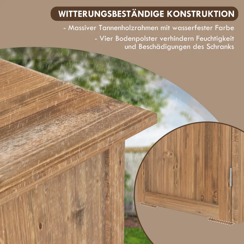 Outsunny Tuinhuisje met dubbele deuren, magneetsluitingen, weerbestendig, natuurlijk hout, 77B x 55D x 72H cm, bruin(m-6)