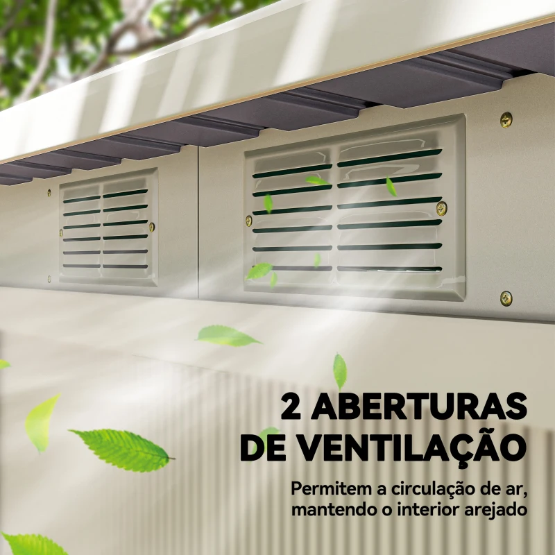 Outsunny Abrigo de Jardim 280x130x172 cm Abrigo de Exterior de Aço Galvanizado com Porta Corredeira e Ventilações Cinza