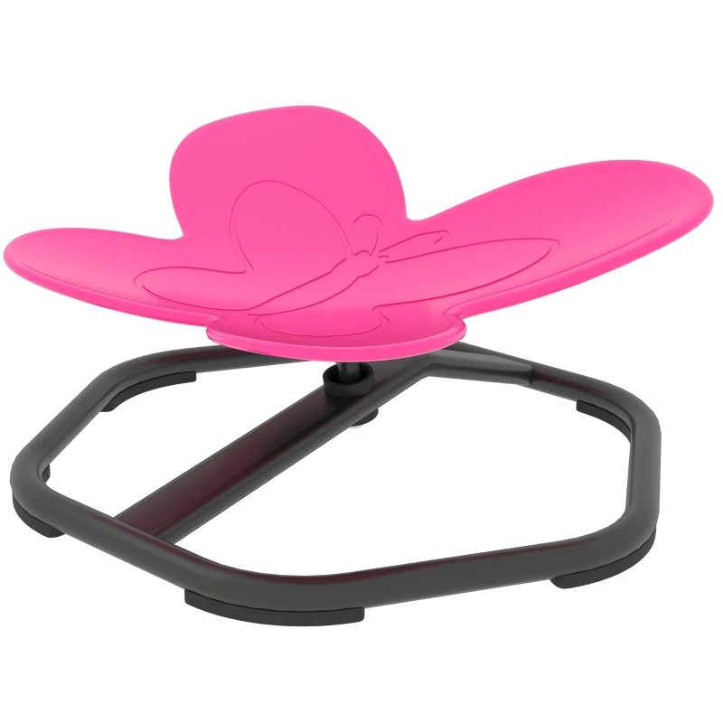 AIYAPLAY Chaise Pivotante Sensorielle pour Enfants, Forme Papillon, Favorise l'Equilibre et la Coordination, Plastique, Métal, Rose