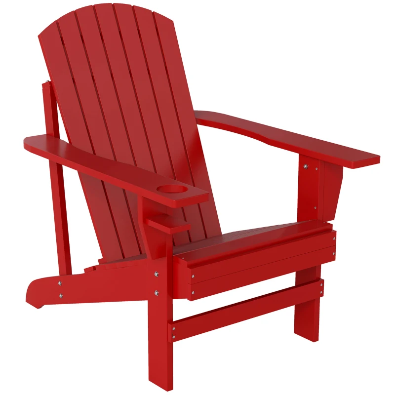 Outsunny Adirondack Tuinstoel Tuinsessel Outdoor-Sessel, 72 cm x 97 cm x 92 cm, Rood