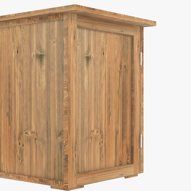 Outsunny Tuinhuisje met dubbele deuren, magneetsluitingen, weerbestendig, natuurlijk hout, 77B x 55D x 72H cm, bruin(m-9)