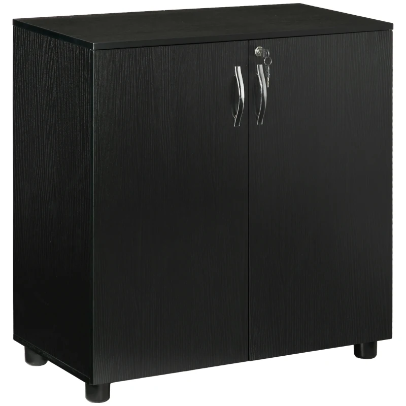 Vinsetto Mobile Ufficio Portadocumenti Multiuso con Serratura, 2 Ante e Mensola Interna, 80x40x80 cm, Nero