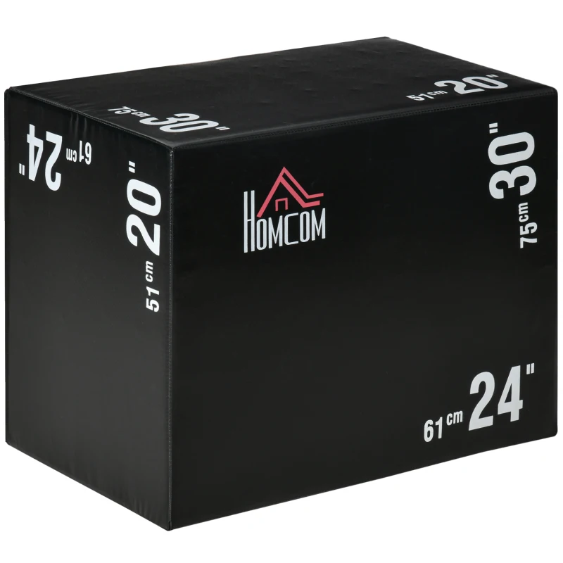 HOMCOM Plyo Box 3 in1 a 3 Altezze, Jumping Box Pliometrico Capacità 120kg, 75x51x61cm, Nero