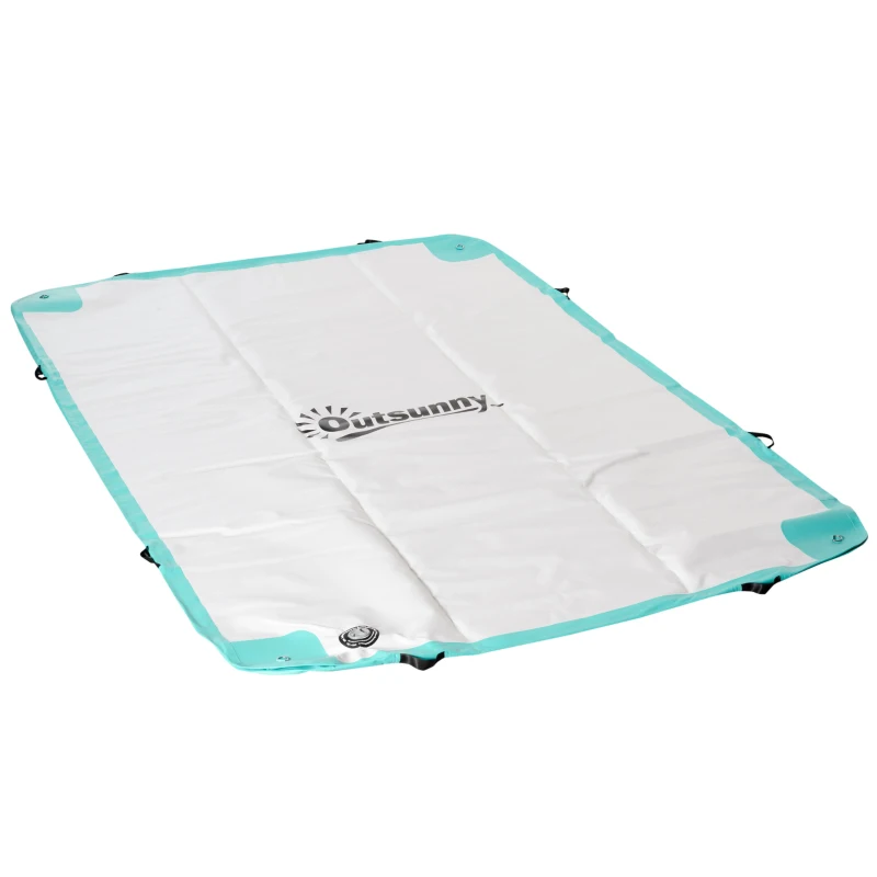 Outsunny Groot Zwemeiland 3x2m Opblaasbaar Eiland 500kg voor Wateractiviteiten voor Volwassenen en Kinderen, Wit Groen