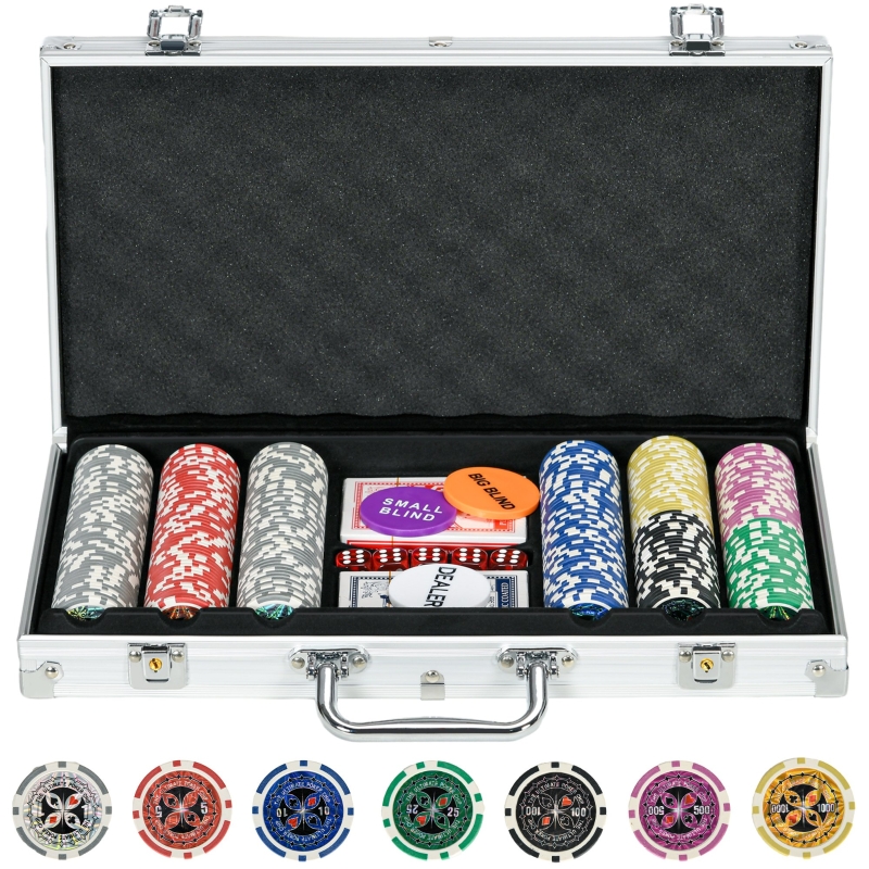 Set Poker Relaxdays Con 300 Chips - Valigetta Alluminio Con Carte, Dadi E Dealer - Foto 2
