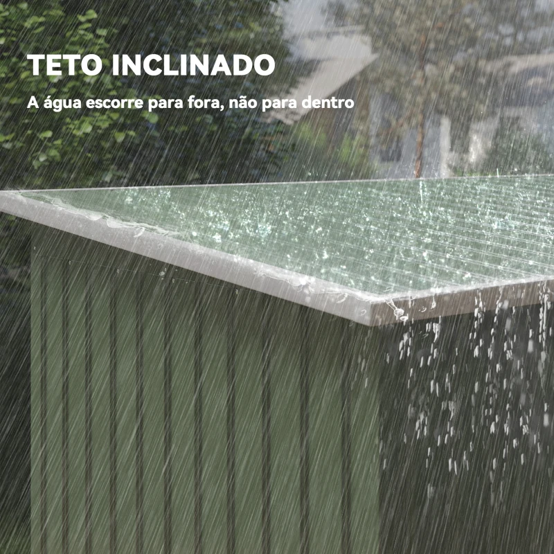 Outsunny Abrigo de Jardim 280x130x172cm Abrigo de Exterior de Aço Galvanizado com Porta Corredeira e Ventilações Verde Claro