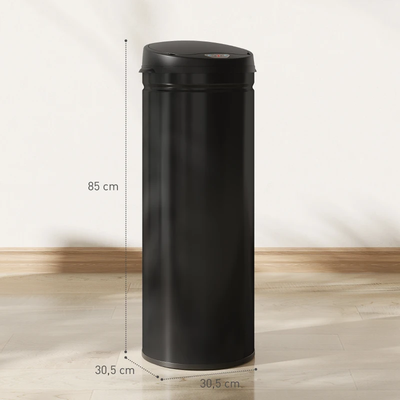 HOMCOM Cubo de Basura con Sensor de 50 Litros y Función de Cierre Suave, Cubo de Basura sin Contacto de Acero Inoxidable para Cocinas higiénicas
