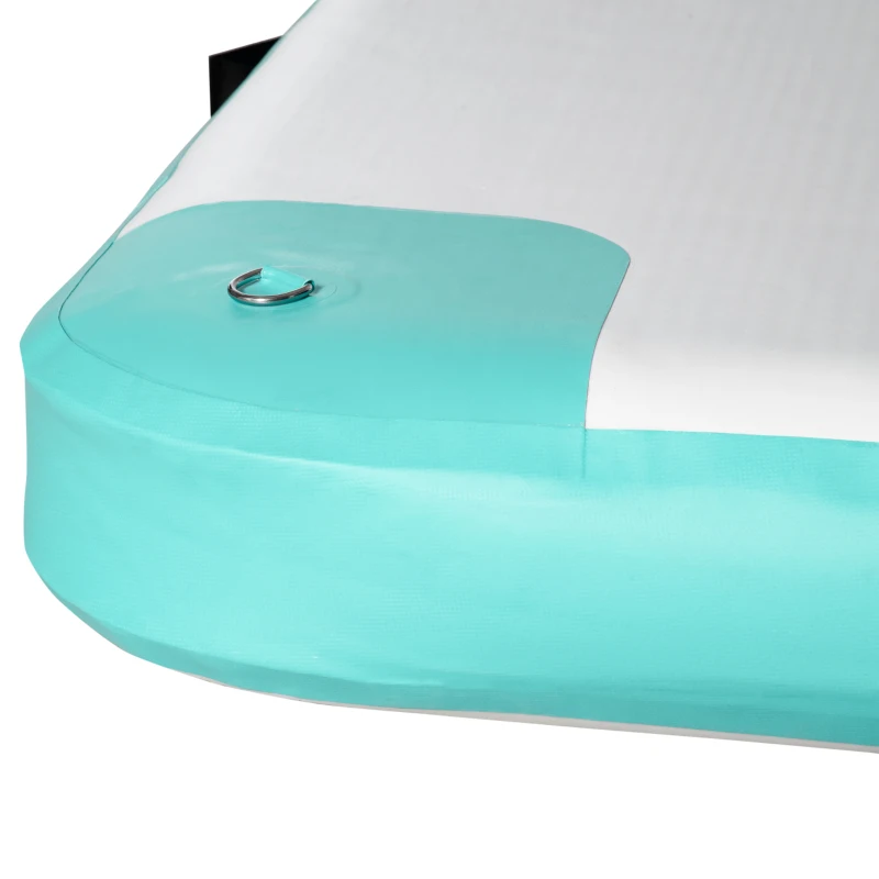 Outsunny Groot Zwemeiland 3x2m Opblaasbaar Eiland 500kg voor Wateractiviteiten voor Volwassenen en Kinderen, Wit Groen