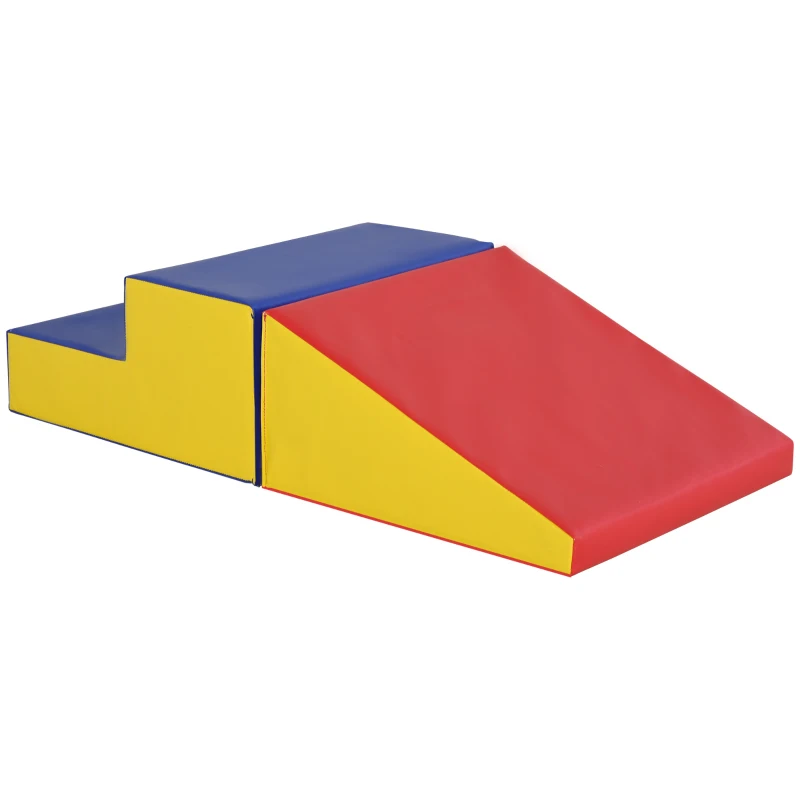 HOMCOM Circuito de motricidad para bebés juguetes de escalada modular 2 bloques gigantes de espuma 50 x 50 x 25 cm multicolor