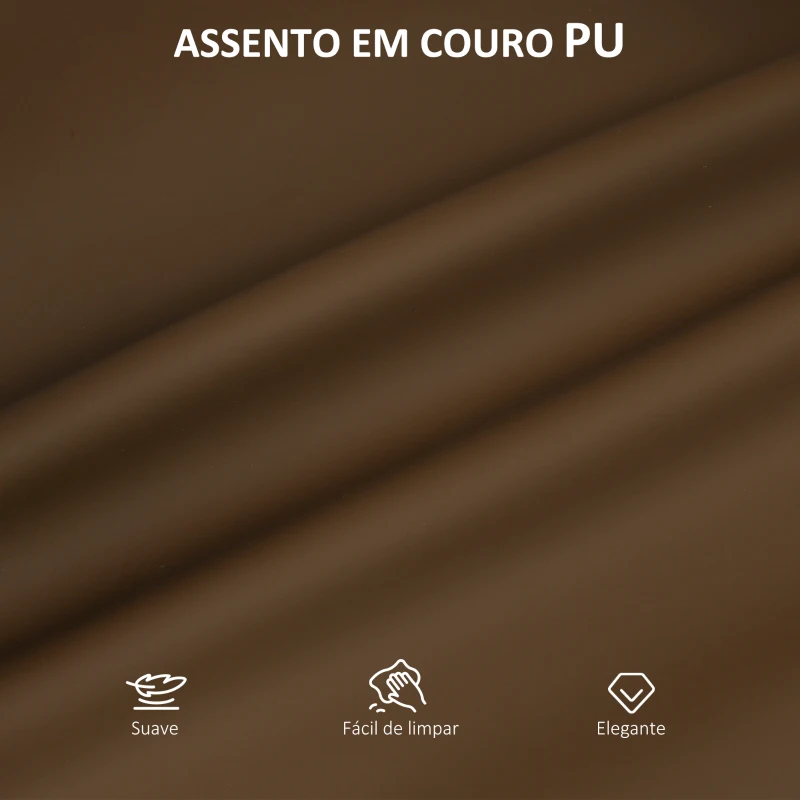 HOMCOM Conjunto de 2 Bancos de Bar Bancos Altos de Cozinha com Encosto em Vime Assento em PU Estrutura de Aço 45x50x97 cm Marrom