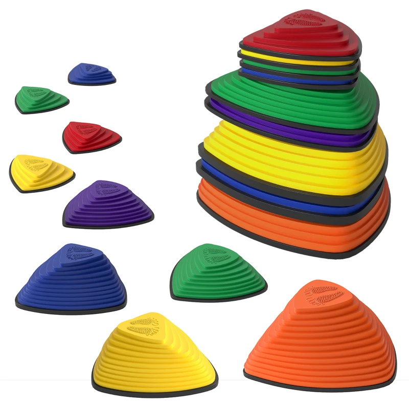 AIYAPLAY Conjunto de 9 Bloques de Equilibrio, Diseño Antideslizante, para uso en interior y exterior, apilables, Multicolor