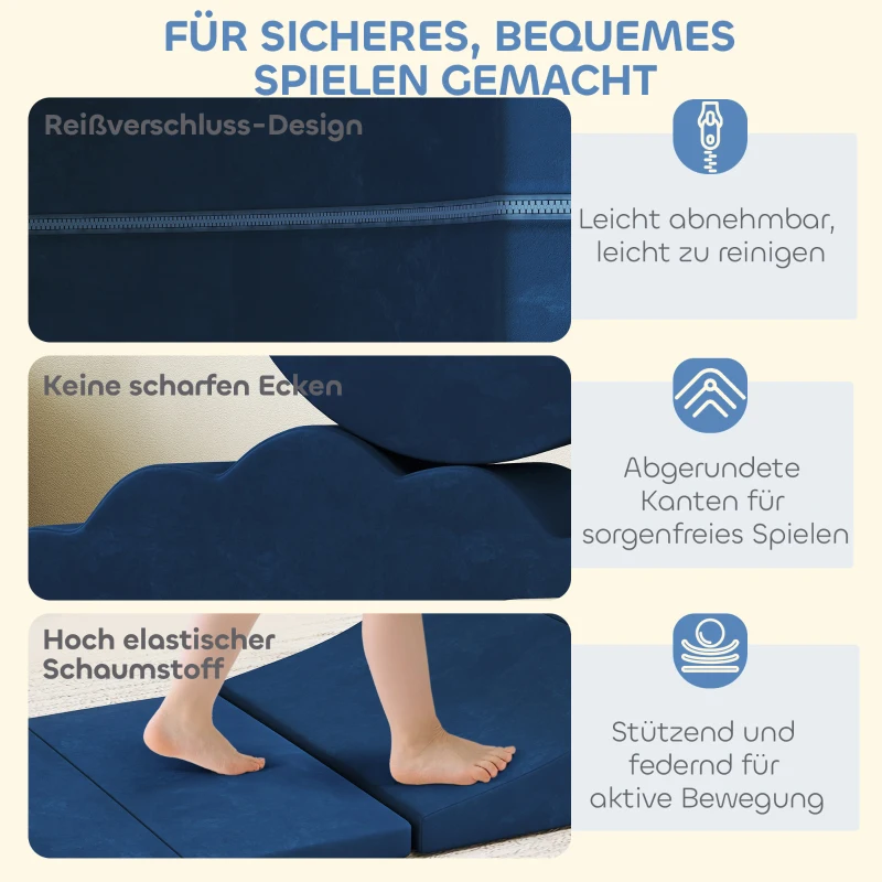 AIYAPLAY 7-teiliges Set Kletterblöcke für Babys & Kleinkinder, weiches Kletterset für den Innenbereich, Stoff, Schaumstoff, Bunt(m-5)