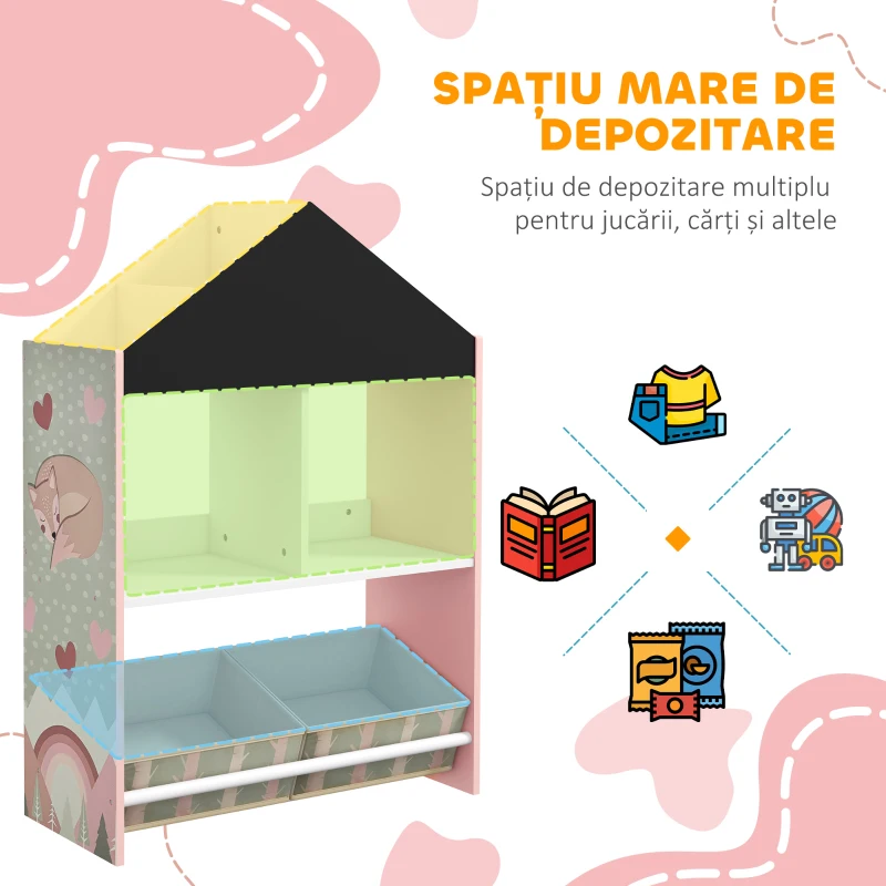 ZONEKIZ Unitate de depozitare a jucariilor pentru copii sertare rafturi detasabile pentru dormitorul copiilor sufragerie decor pentru cresa roz