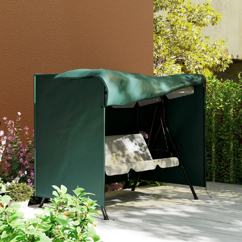 Outsunny Hollywoodschaukel Abdeckung 3 Sitzer, Wasserabweisend Winterfest Schutzhülle für Gartenschaukel, UV-Beständig Abdeckplane, Abdeckhaube, Reißfest 600D Oxford Gewebe, 205x124x164cm Dunkelgrün